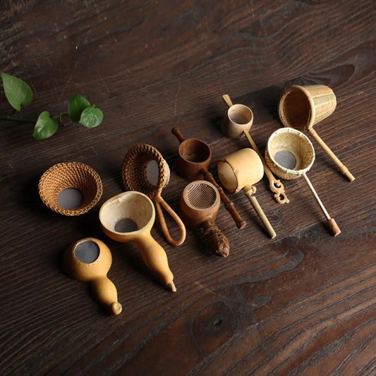 Japanese-Style Natural Bamboo Tea Scoop — Handcrafted Rattan Tea Shovel