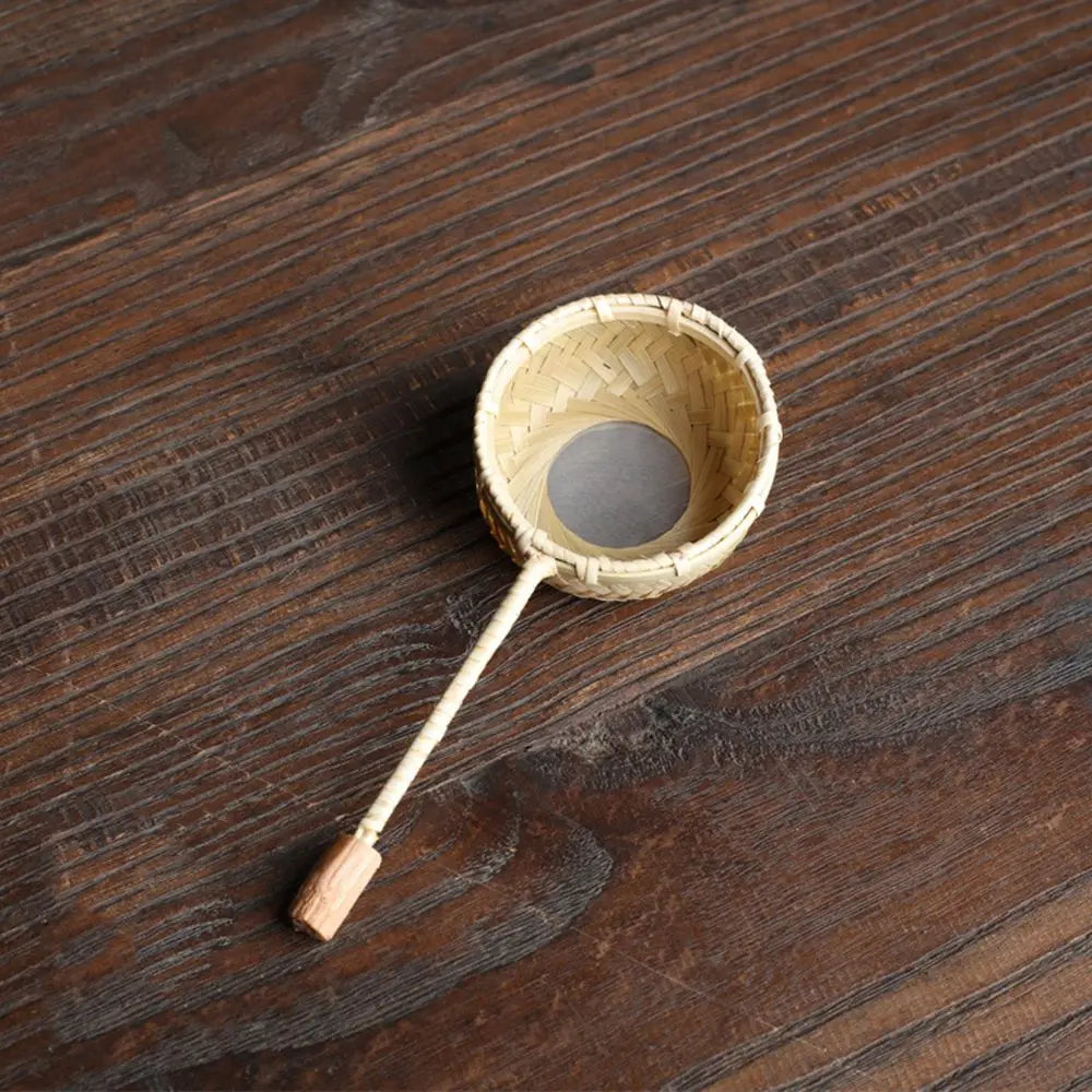 Cuillère à thé japonaise en bambou naturel — Pelle à thé artisanale en rotin