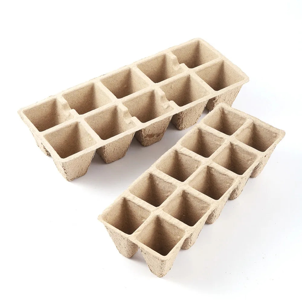 10-Grid Peat Pots Seed Starter Trays — Biodegradable & Eco-Friendly