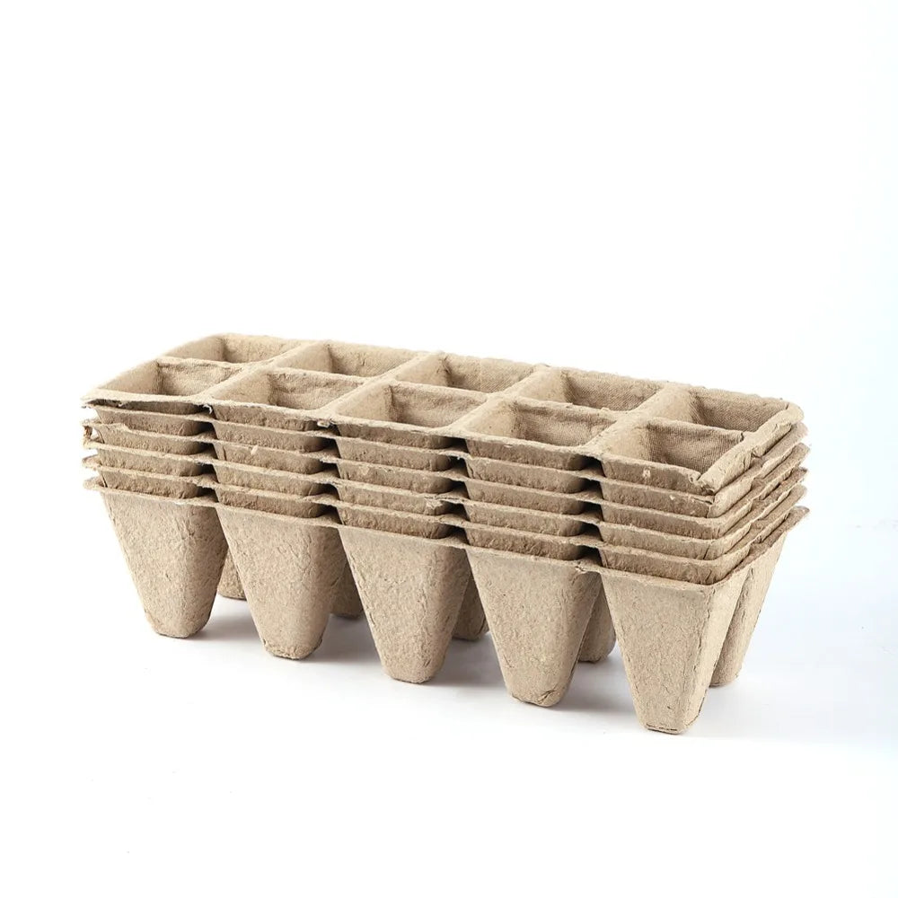 10-Grid Peat Pots Seed Starter Trays — Biodegradable & Eco-Friendly