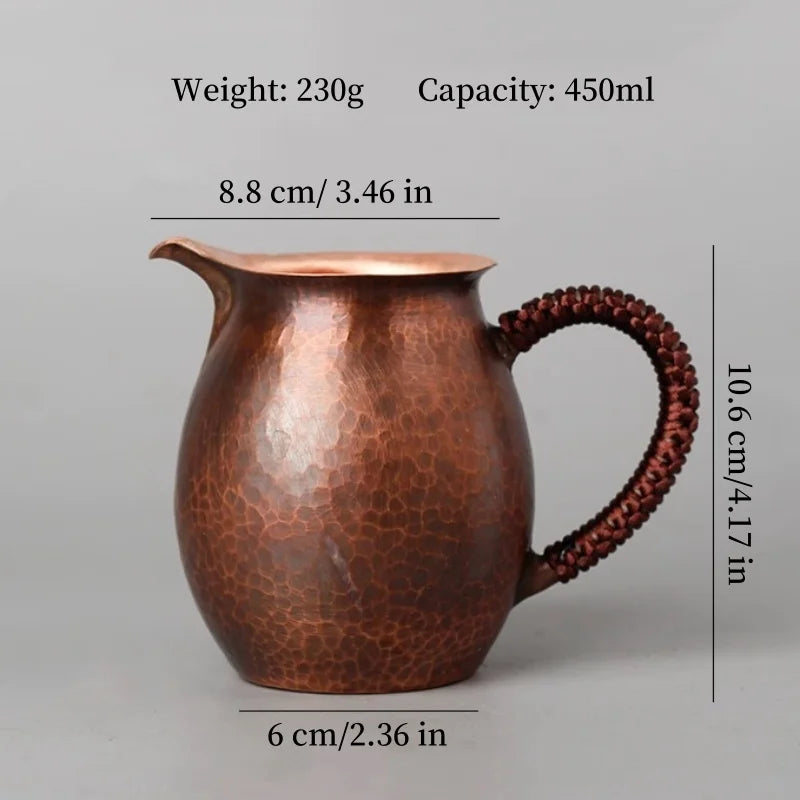Vintage Pure Copper Tea Mug — Hammered Texture & Handcrafted Design