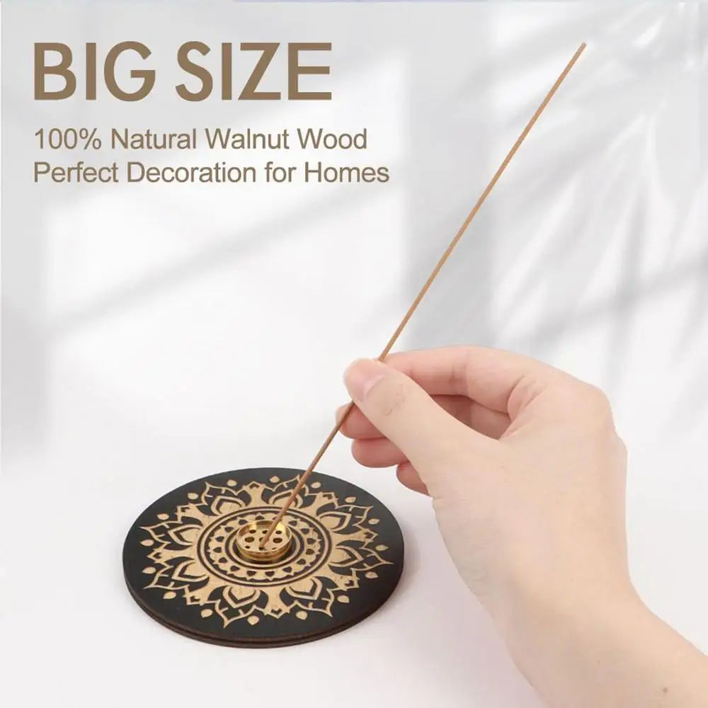 Wooden Incense Stick Holder — 9-Hole Tray for Yoga & Home