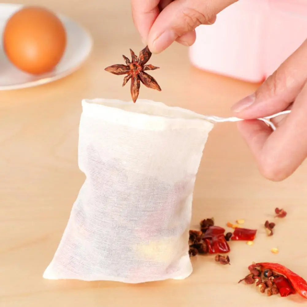 10 / 20 Pcs Reusable Tea & Spice Bags — Natural Cotton Drawstring Filters