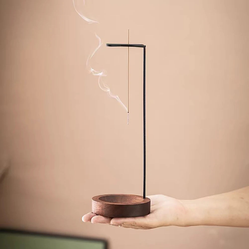 Upside-Down Wooden Incense Holder — Anti-Ash Catcher