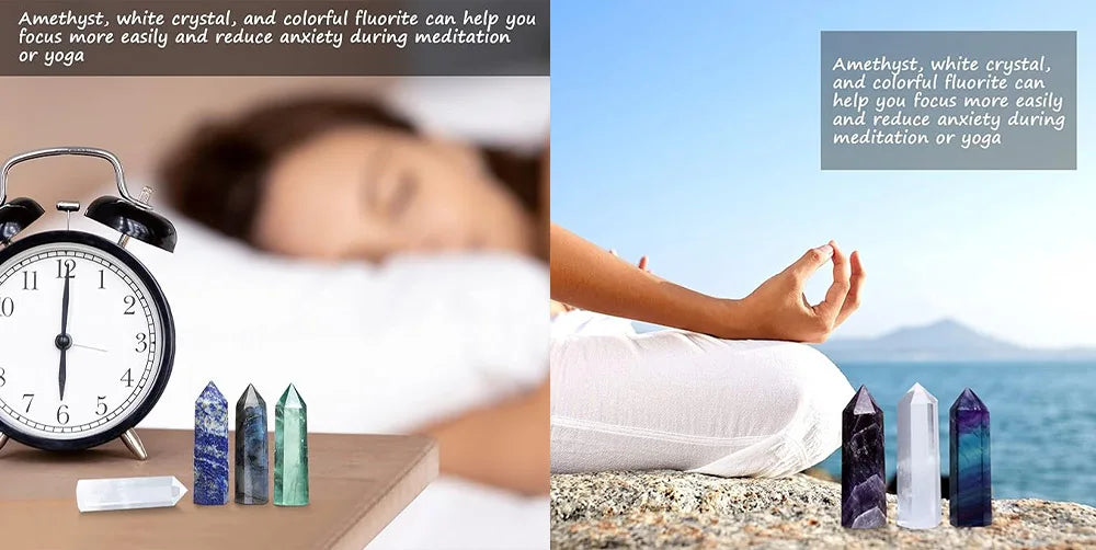 Natural Stone & Crystal Point Wands — Rose Quartz & Amethyst