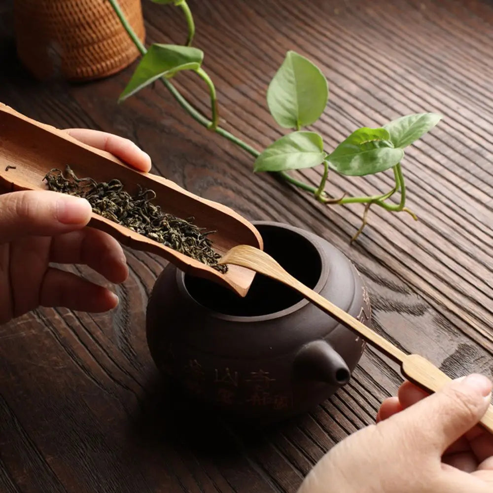 Japanese-Style Natural Bamboo Tea Scoop — Handcrafted Rattan Tea Shovel
