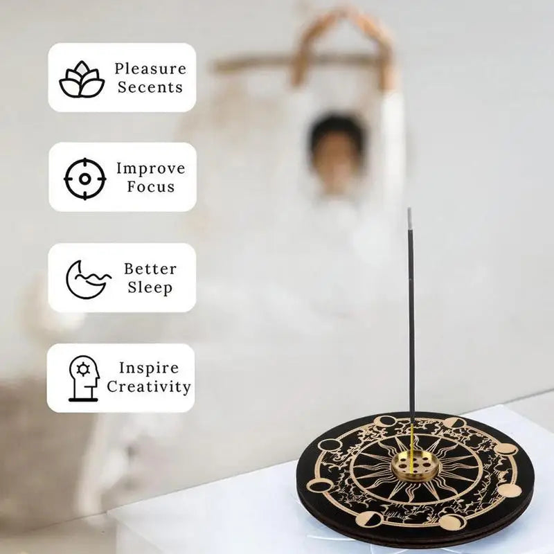 Wooden Incense Stick Holder — 9-Hole Tray for Yoga & Home