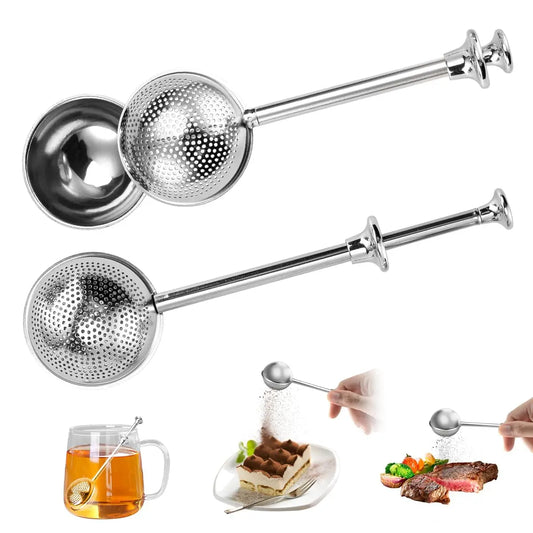 2 Pcs Stainless Steel Tea Strainers — Fine Mesh Infuser Set (Full + Half)