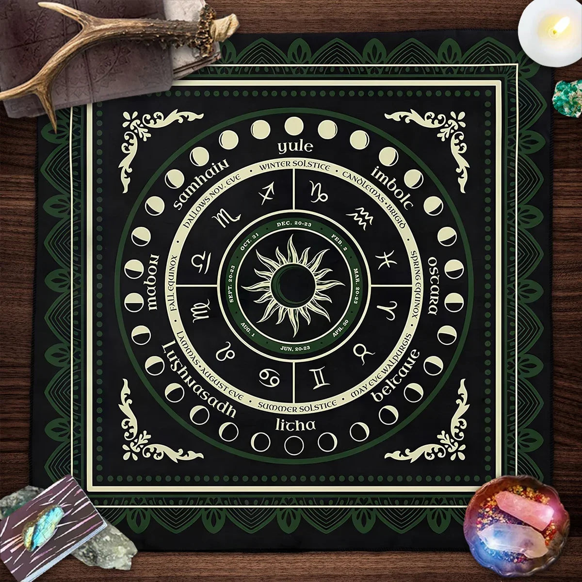 Witchcraft Goddess Altar Cloth — Five-Pointed Star Tarot Tablecloth