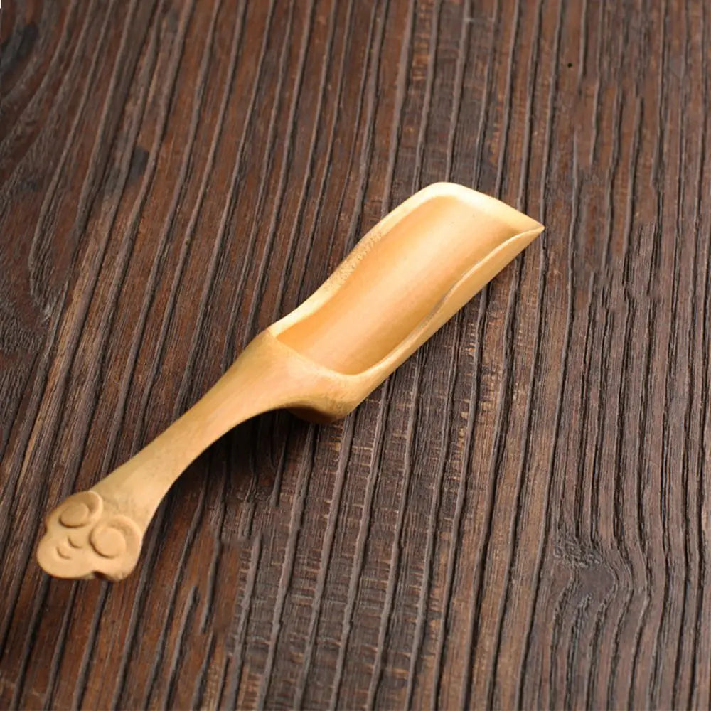 Japanese-Style Natural Bamboo Tea Scoop — Handcrafted Rattan Tea Shovel