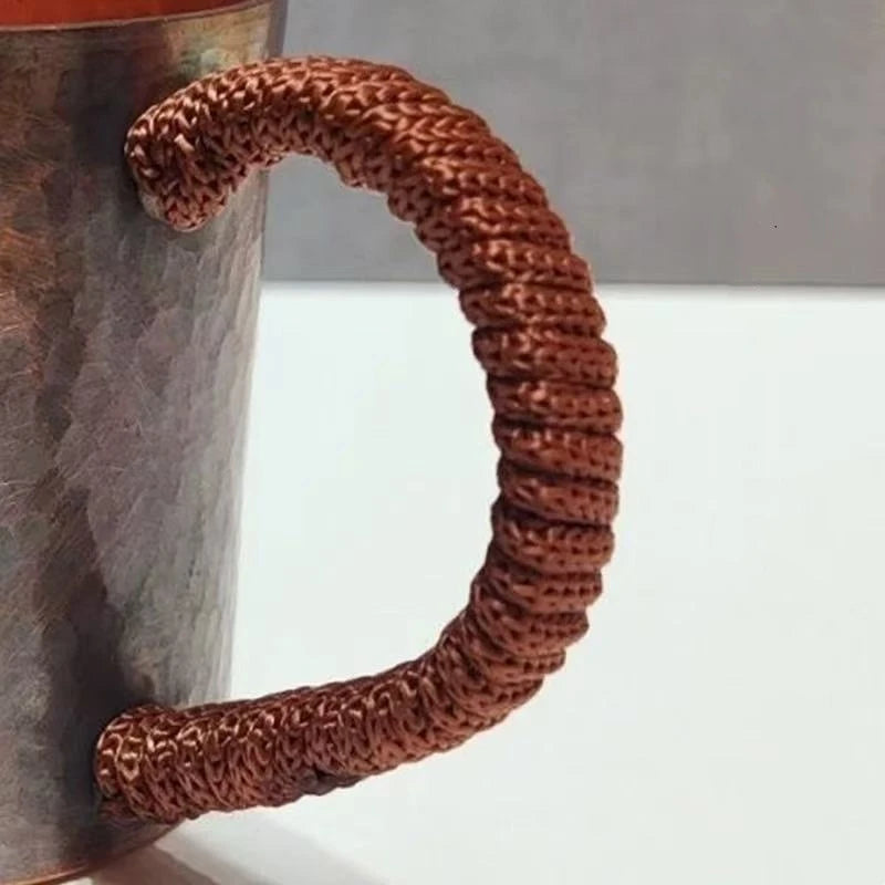 Small Vintage Pure Copper Coffee Cup — Handcrafted & Engraved Design (150 ml)