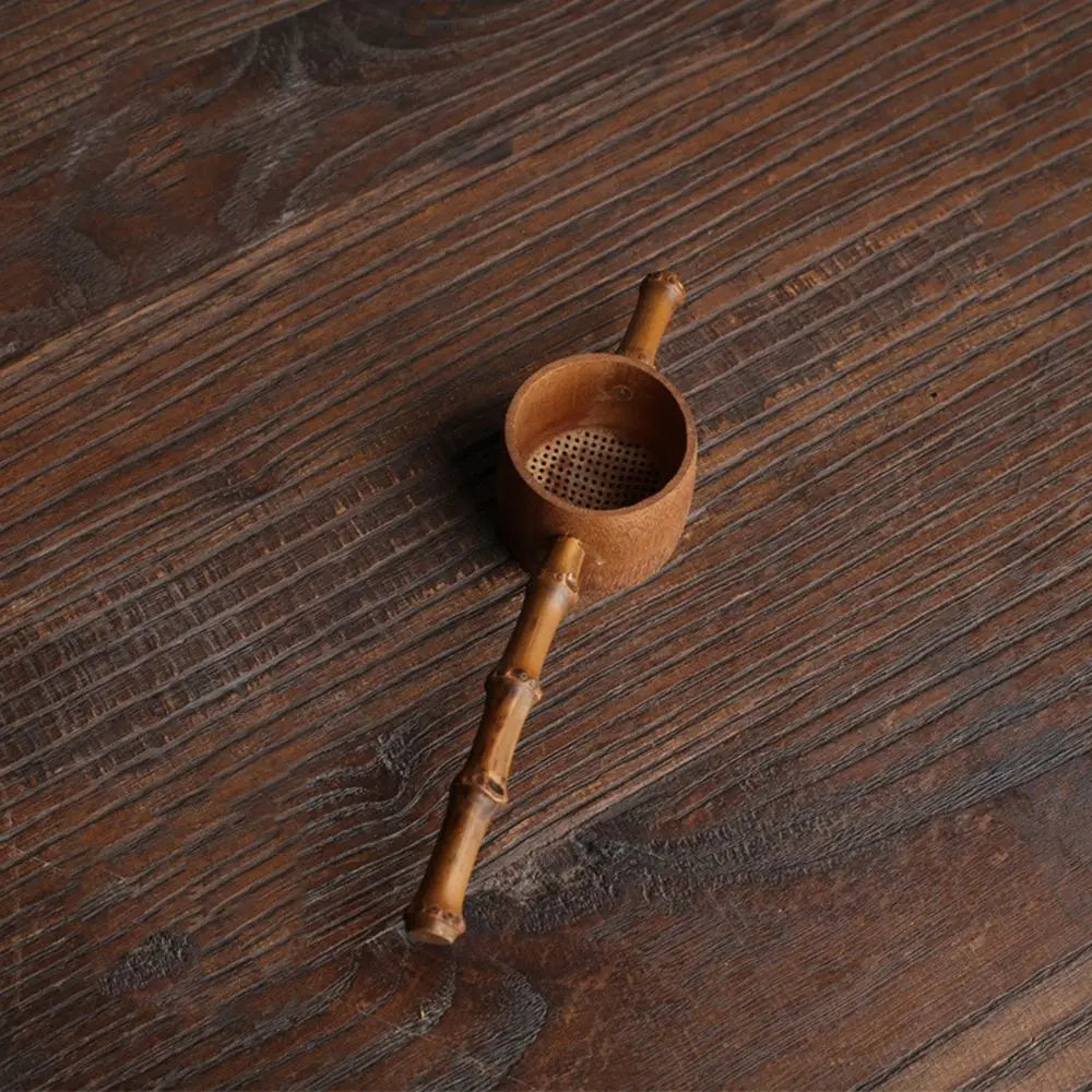 Japanese-Style Natural Bamboo Tea Scoop — Handcrafted Rattan Tea Shovel