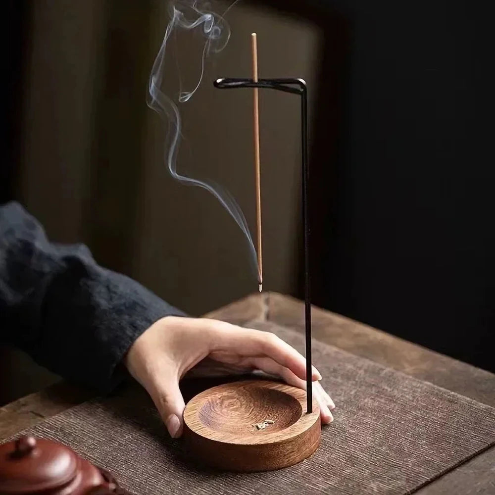 Upside-Down Wooden Incense Holder — Anti-Ash Catcher