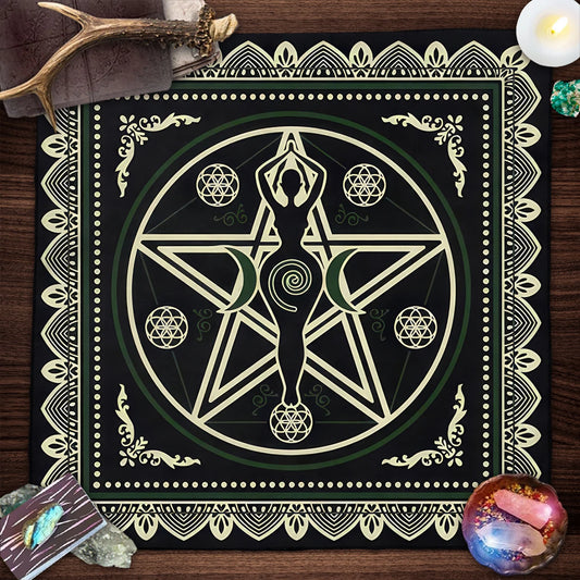 Witchcraft Goddess Altar Cloth — Five-Pointed Star Tarot Tablecloth