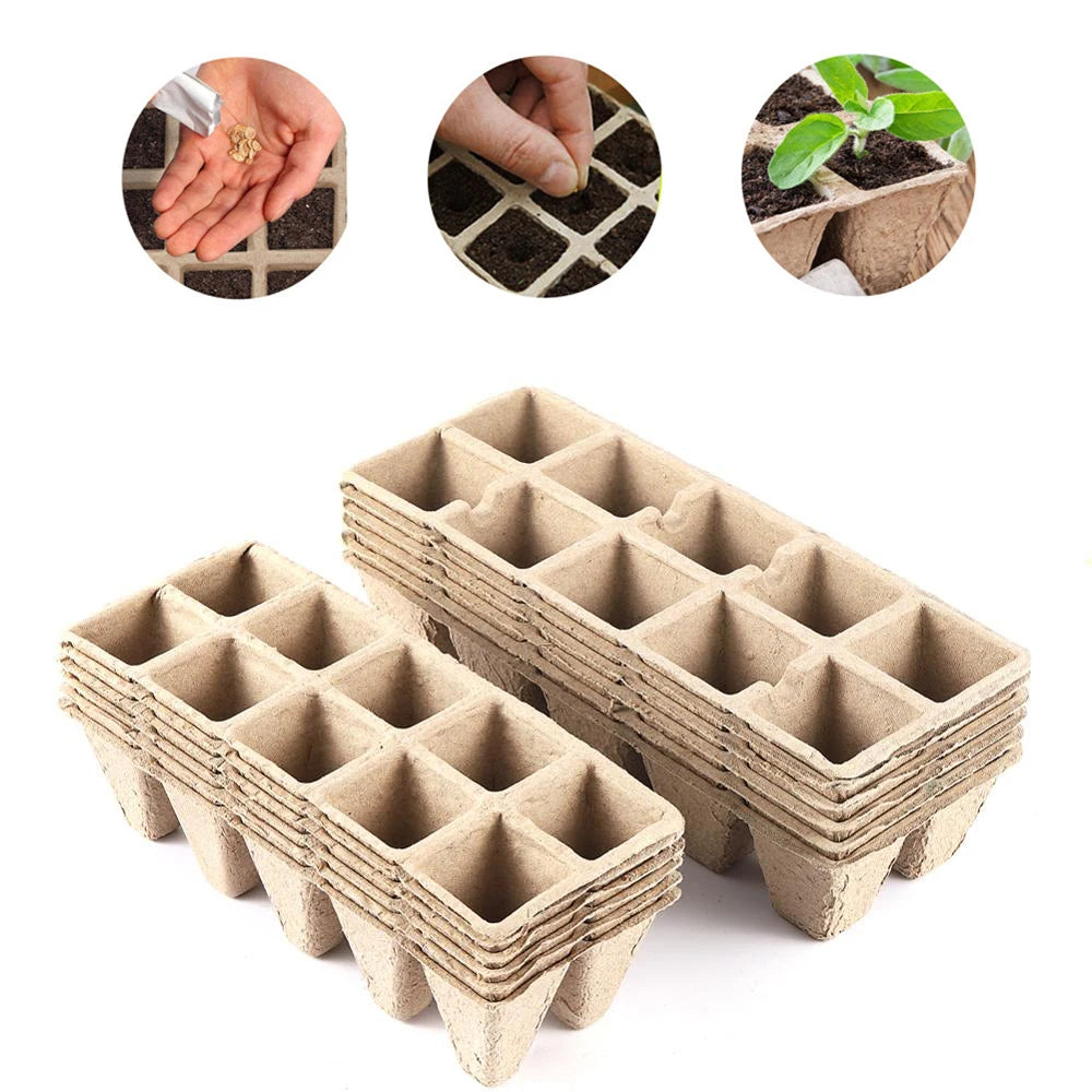 10-Grid Peat Pots Seed Starter Trays — Biodegradable & Eco-Friendly