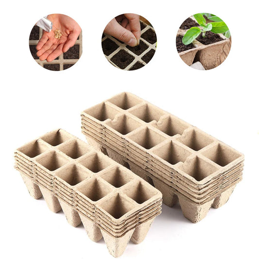 10-Grid Peat Pots Seed Starter Trays — Biodegradable & Eco-Friendly