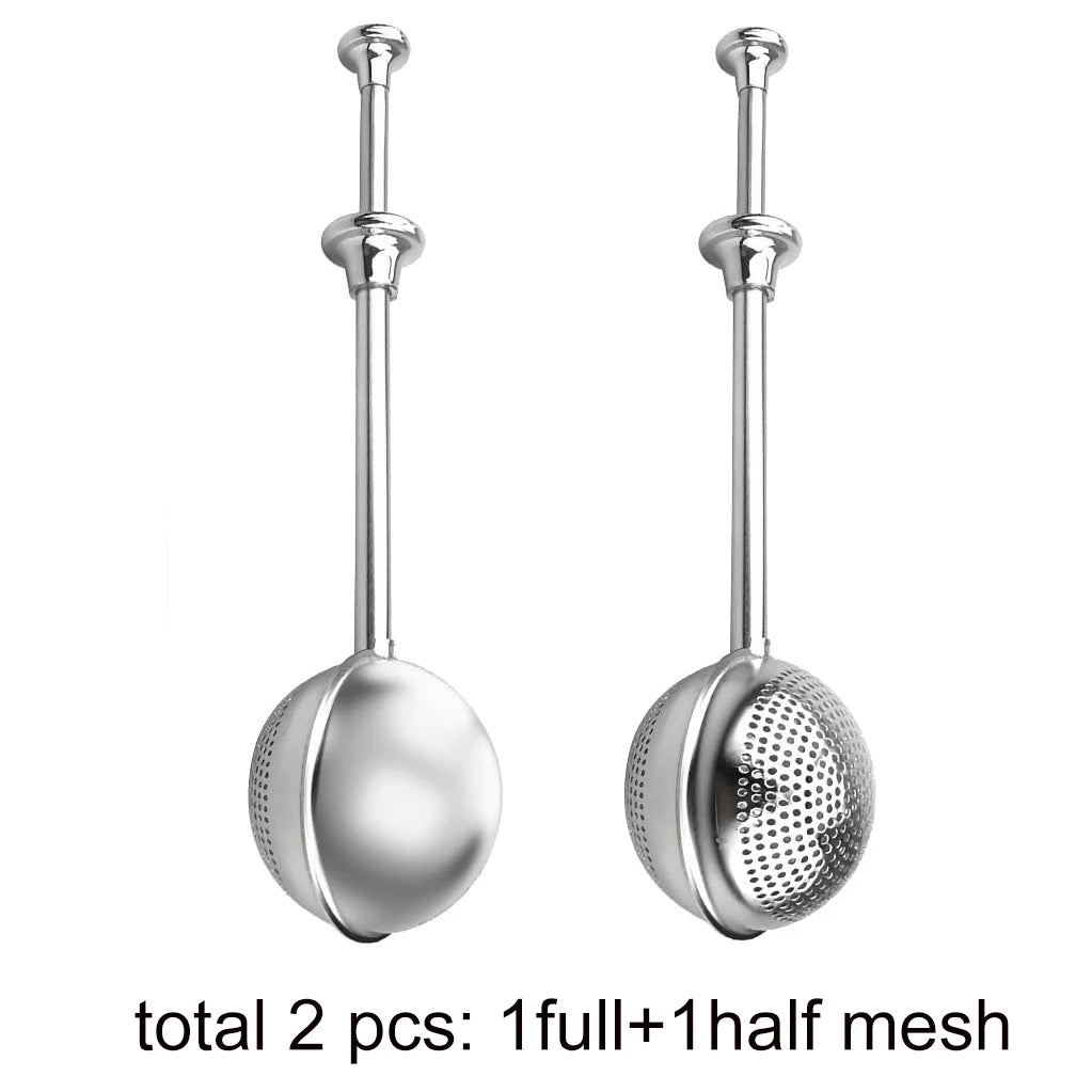 2 Pcs Stainless Steel Tea Strainers — Fine Mesh Infuser Set (Full + Half)