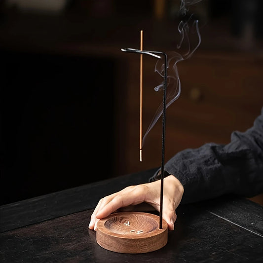 Upside-Down Wooden Incense Holder — Anti-Ash Catcher