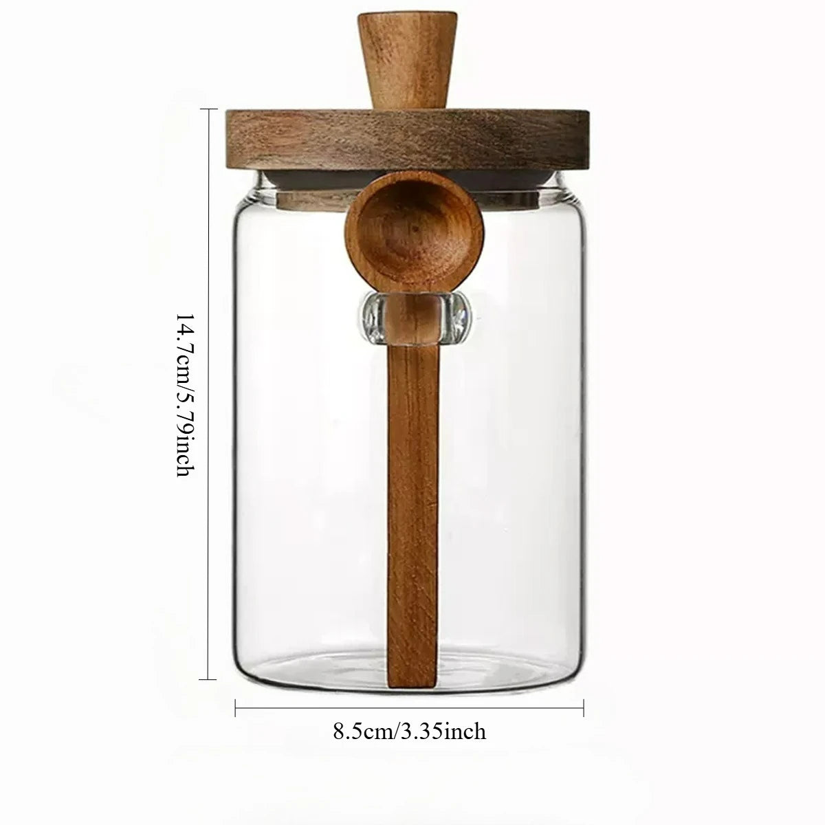 Glass Sealed Storage Jar — Wooden Lid & Spoon