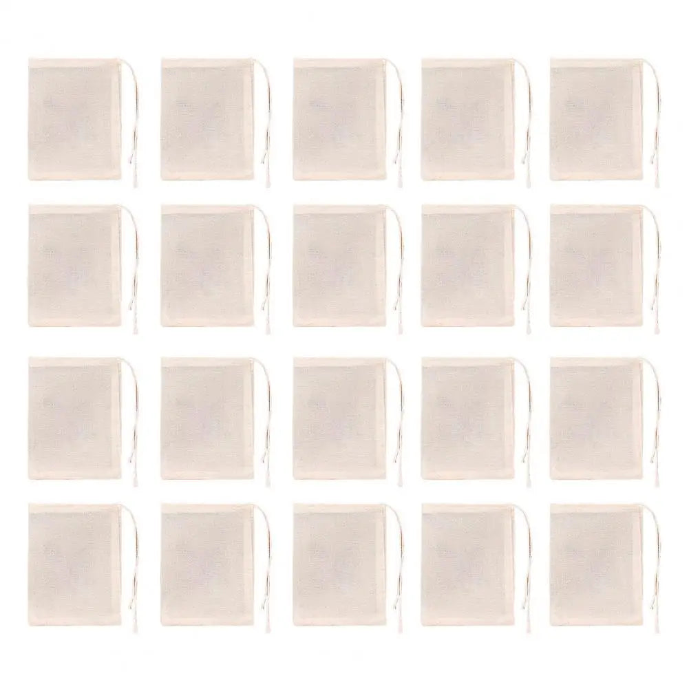 10 / 20 Pcs Reusable Tea & Spice Bags — Natural Cotton Drawstring Filters