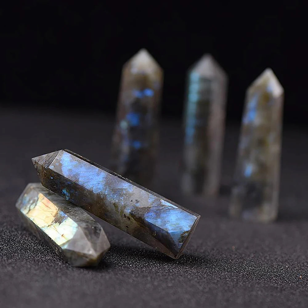 Natural Stone & Crystal Point Wands — Rose Quartz & Amethyst