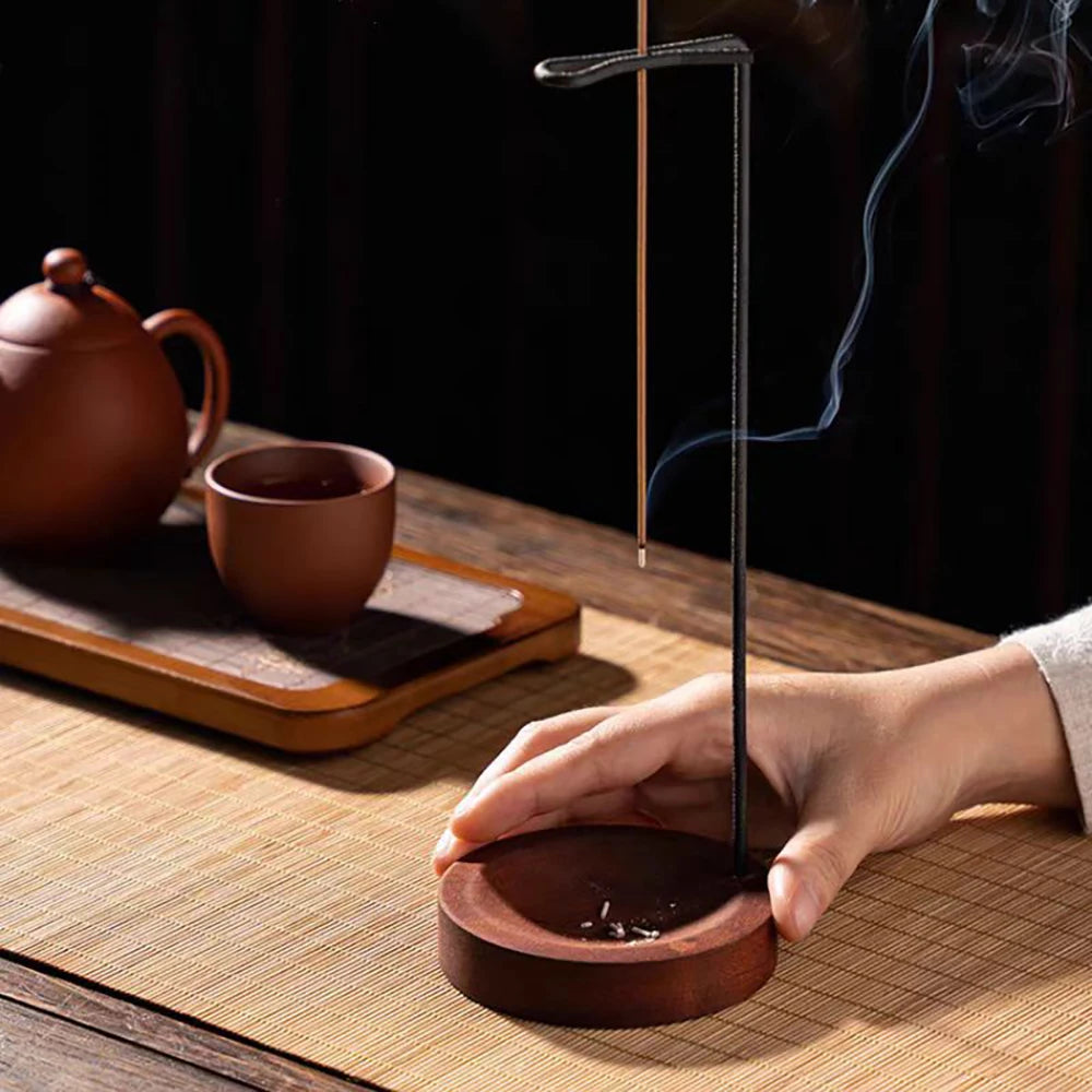 Upside-Down Wooden Incense Holder — Anti-Ash Catcher