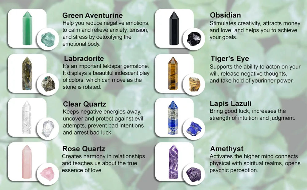 Natural Stone & Crystal Point Wands — Rose Quartz & Amethyst