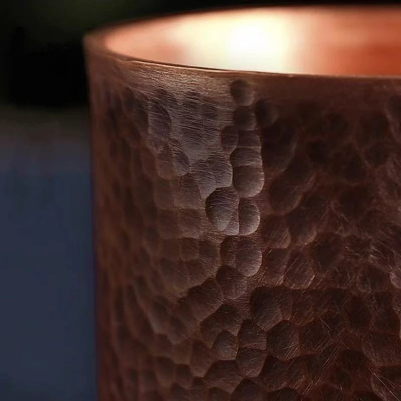 Small Vintage Pure Copper Coffee Cup — Handcrafted & Engraved Design (150 ml)