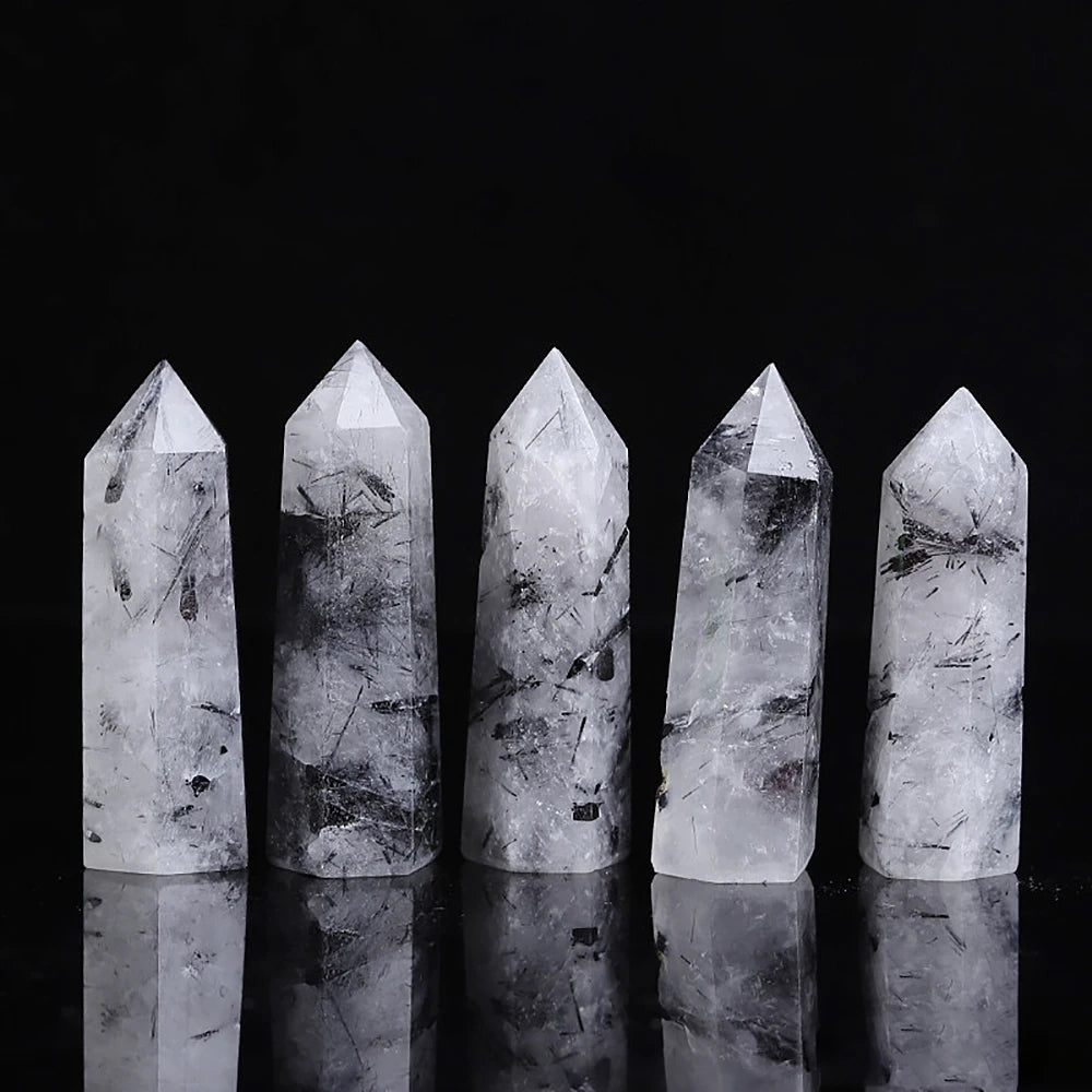 Natural Stone & Crystal Point Wands — Rose Quartz & Amethyst