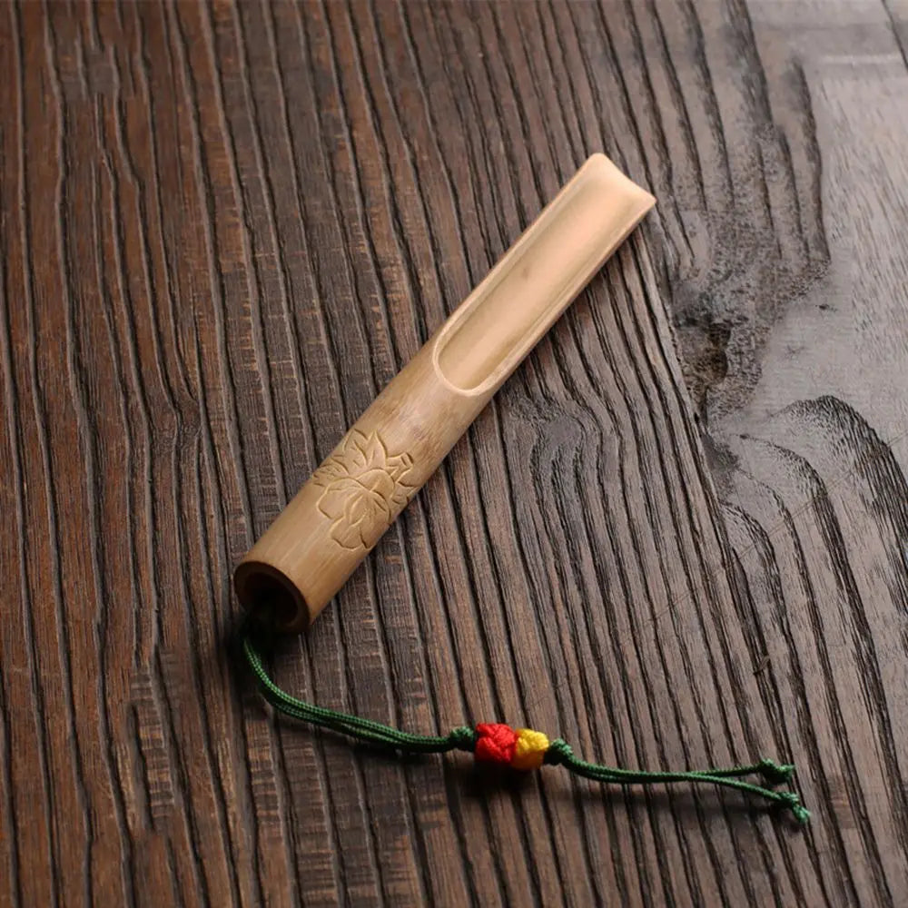Japanese-Style Natural Bamboo Tea Scoop — Handcrafted Rattan Tea Shovel