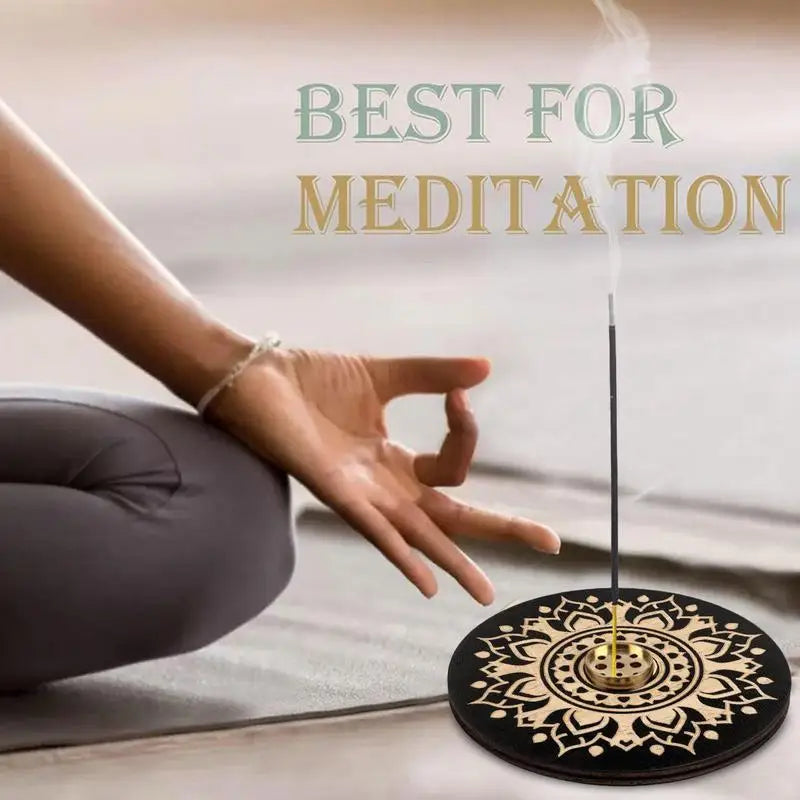 Wooden Incense Stick Holder — 9-Hole Tray for Yoga & Home