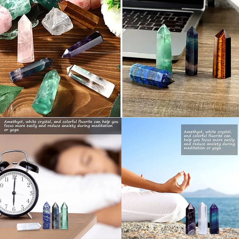 Natural Stone & Crystal Point Wands — Rose Quartz & Amethyst