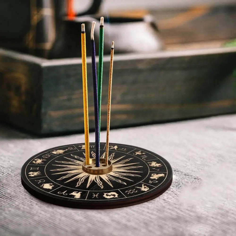 Wooden Incense Stick Holder — 9-Hole Tray for Yoga & Home