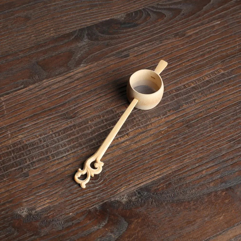 Japanese-Style Natural Bamboo Tea Scoop — Handcrafted Rattan Tea Shovel