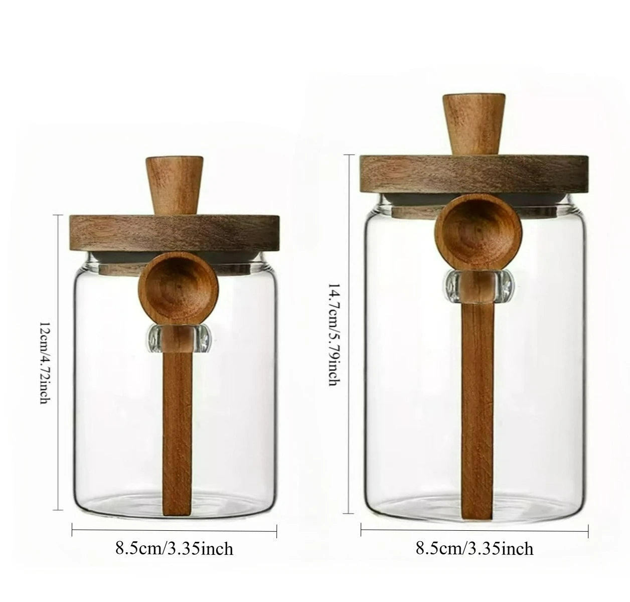 Glass Sealed Storage Jar — Wooden Lid & Spoon