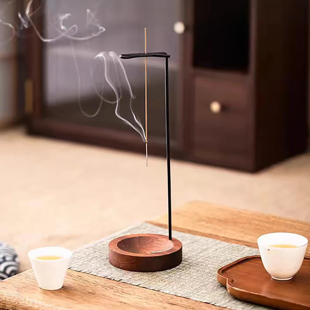 Upside-Down Wooden Incense Holder — Anti-Ash Catcher