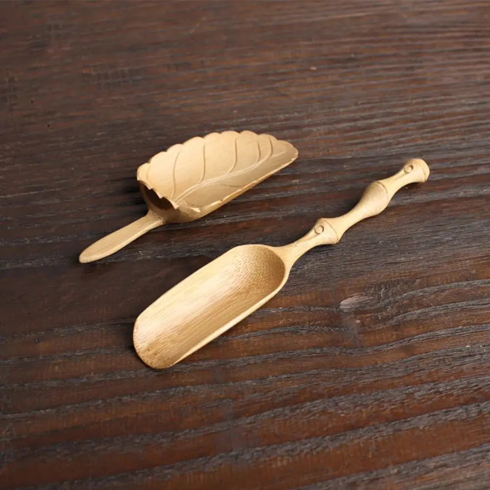 Japanese-Style Natural Bamboo Tea Scoop — Handcrafted Rattan Tea Shovel