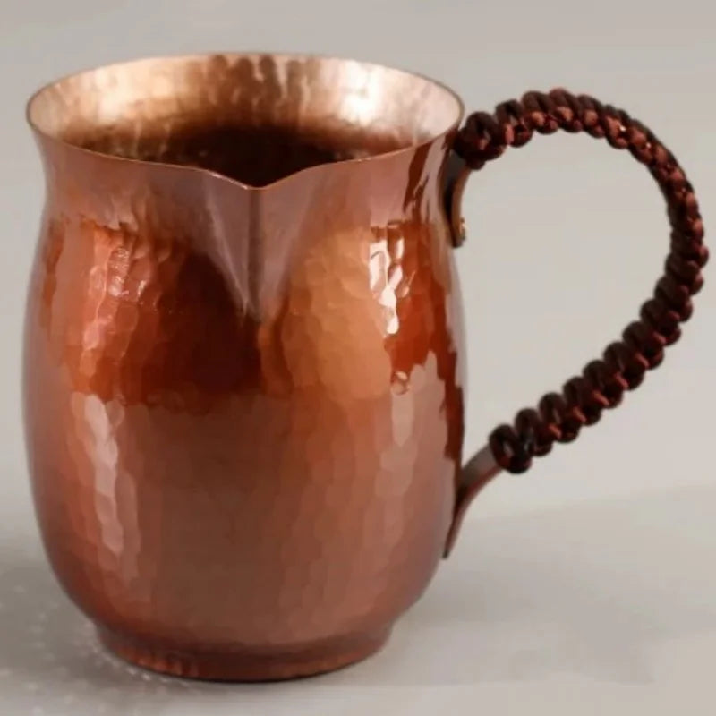 Vintage Pure Copper Tea Mug — Hammered Texture & Handcrafted Design