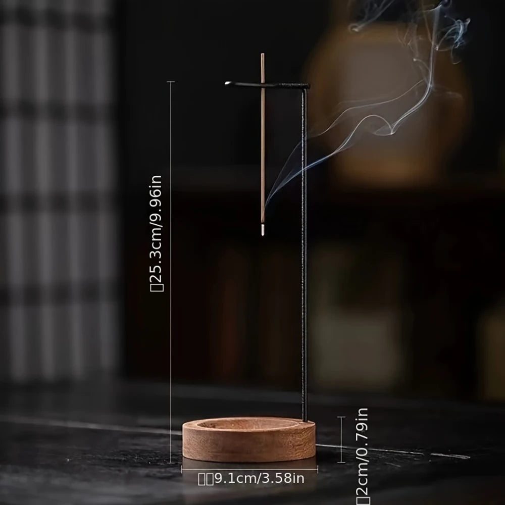 Upside-Down Wooden Incense Holder — Anti-Ash Catcher