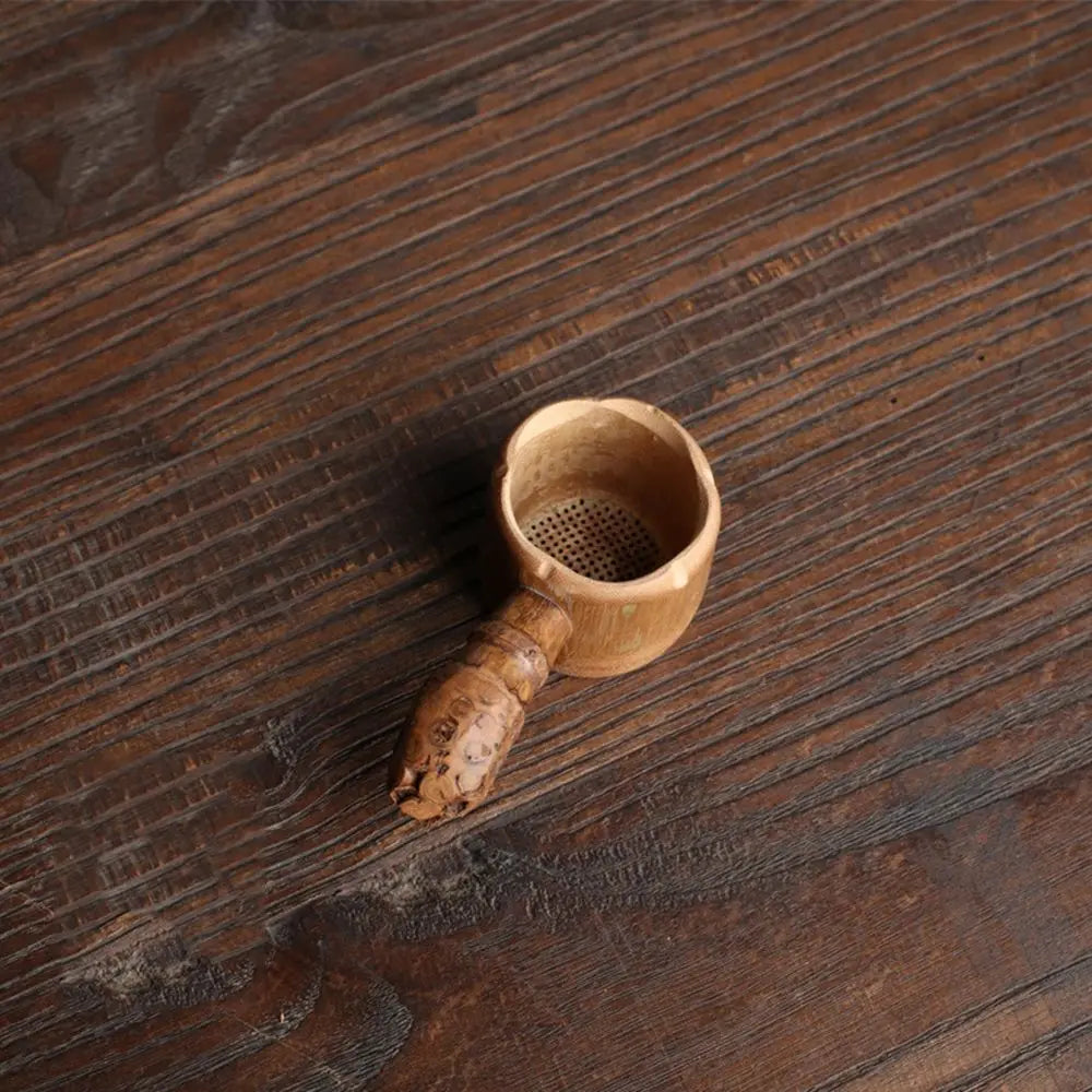 Japanese-Style Natural Bamboo Tea Scoop — Handcrafted Rattan Tea Shovel