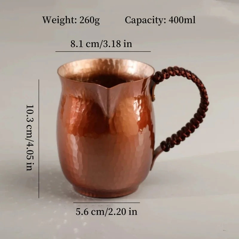Vintage Pure Copper Tea Mug — Hammered Texture & Handcrafted Design