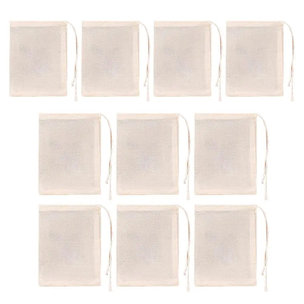 10 / 20 Pcs Reusable Tea & Spice Bags — Natural Cotton Drawstring Filters