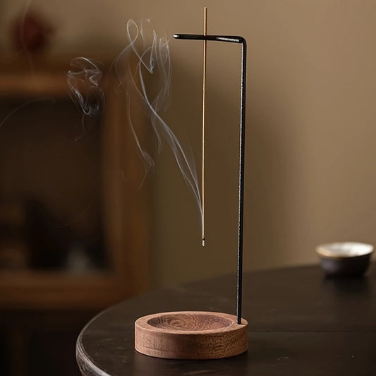 Upside-Down Wooden Incense Holder — Anti-Ash Catcher