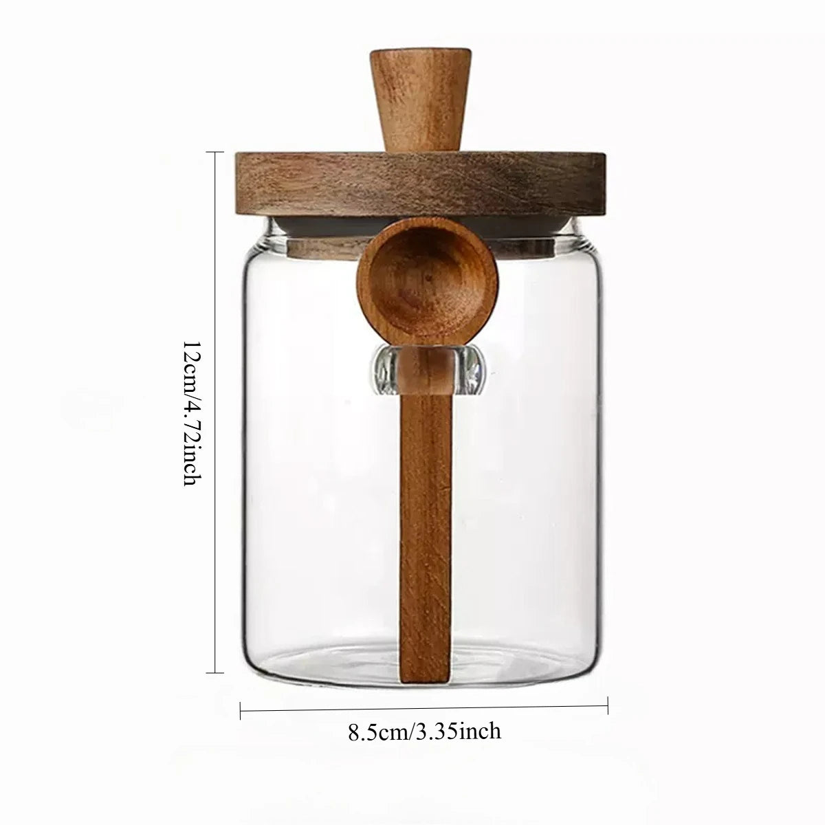 Glass Sealed Storage Jar — Wooden Lid & Spoon