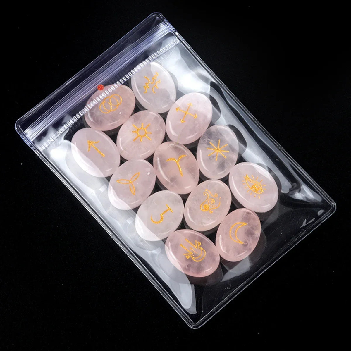 13pcs Witch Runes Natural Crystal Set — Onyx & Semi-Precious Carved Runes