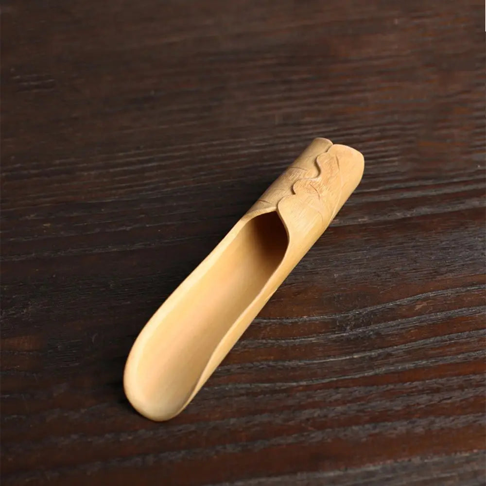 Japanese-Style Natural Bamboo Tea Scoop — Handcrafted Rattan Tea Shovel