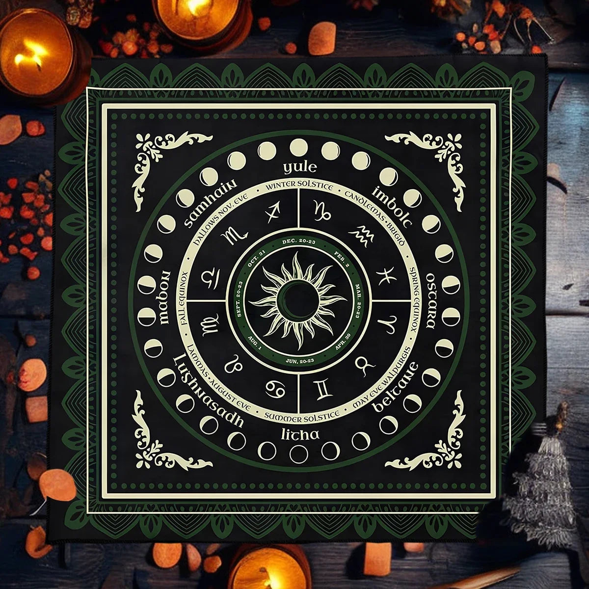 Witchcraft Goddess Altar Cloth — Five-Pointed Star Tarot Tablecloth