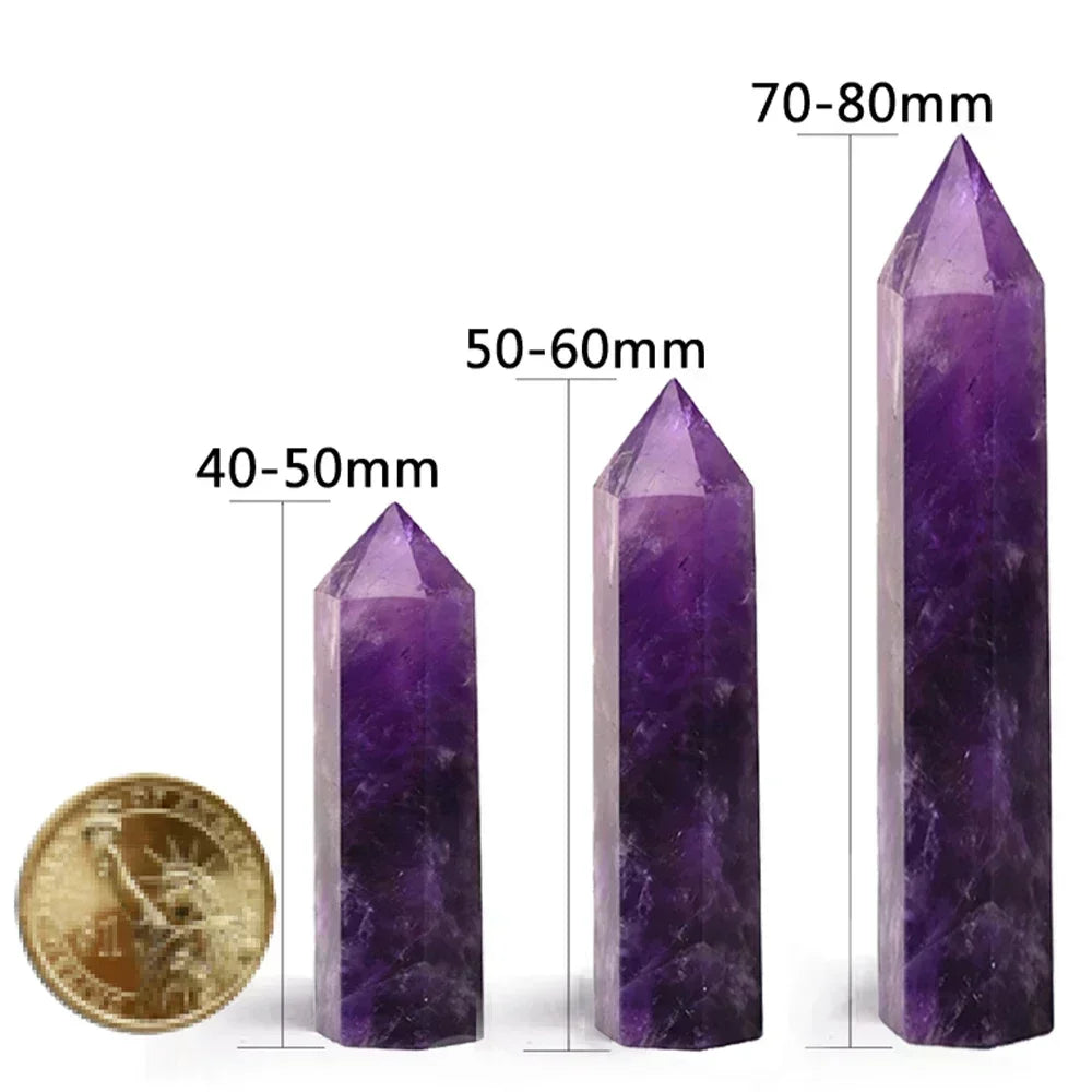 Natural Stone & Crystal Point Wands — Rose Quartz & Amethyst