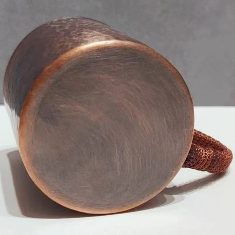 Small Vintage Pure Copper Coffee Cup — Handcrafted & Engraved Design (150 ml)